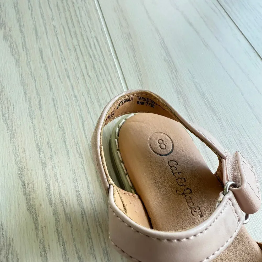 Cat & Jack Toddler Girls Jen Pearl Strap Sandals, Size 8T